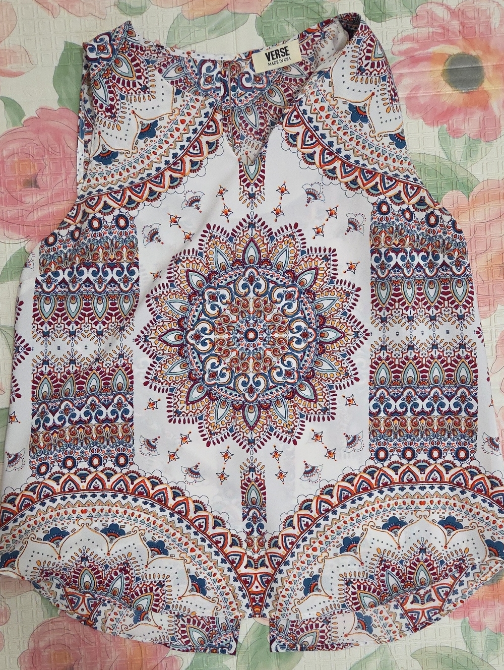 Verse White Boho Medallion Sleeveless Camisole
